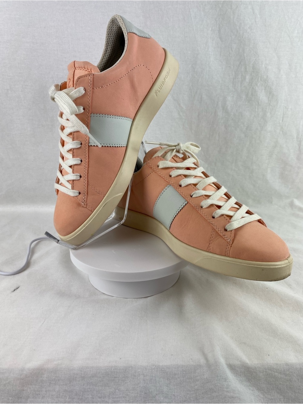 Ecco Peach and White Low-Top Lace-Up Sneakers